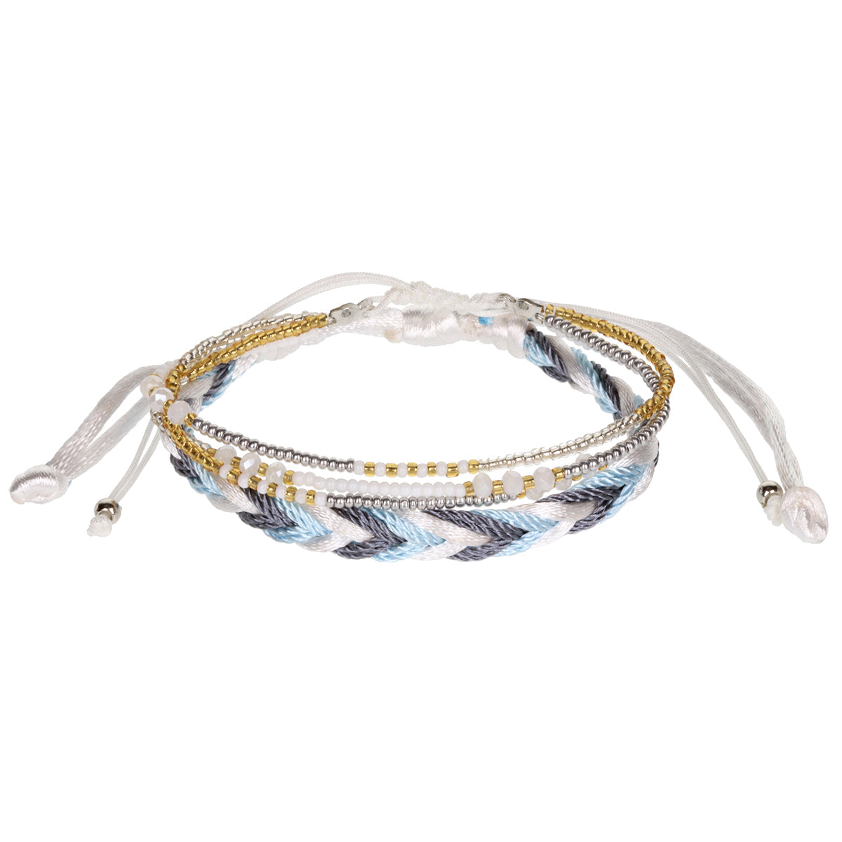 AL038 - Aloha Festival Multi Stack Bracelets - Blue And Gold