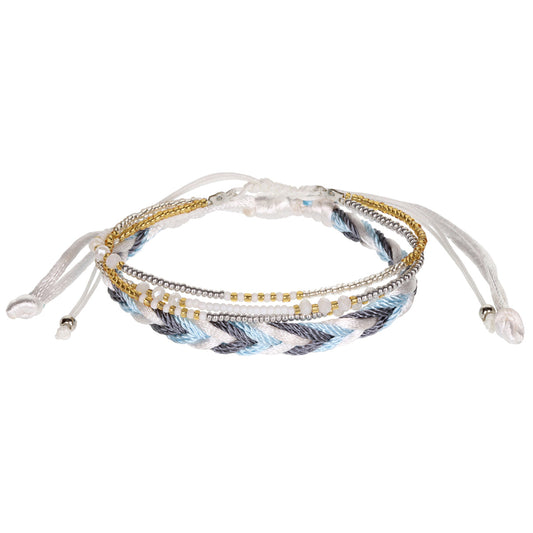 AL038 - Aloha Festival Multi Stack Bracelets - Blue And Gold