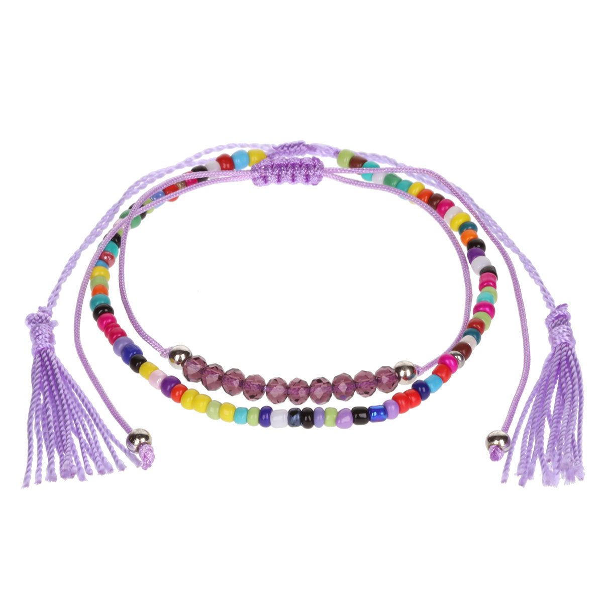 AL040 - Aloha Summer Anklet Bracelet - Purple/Multicoloured