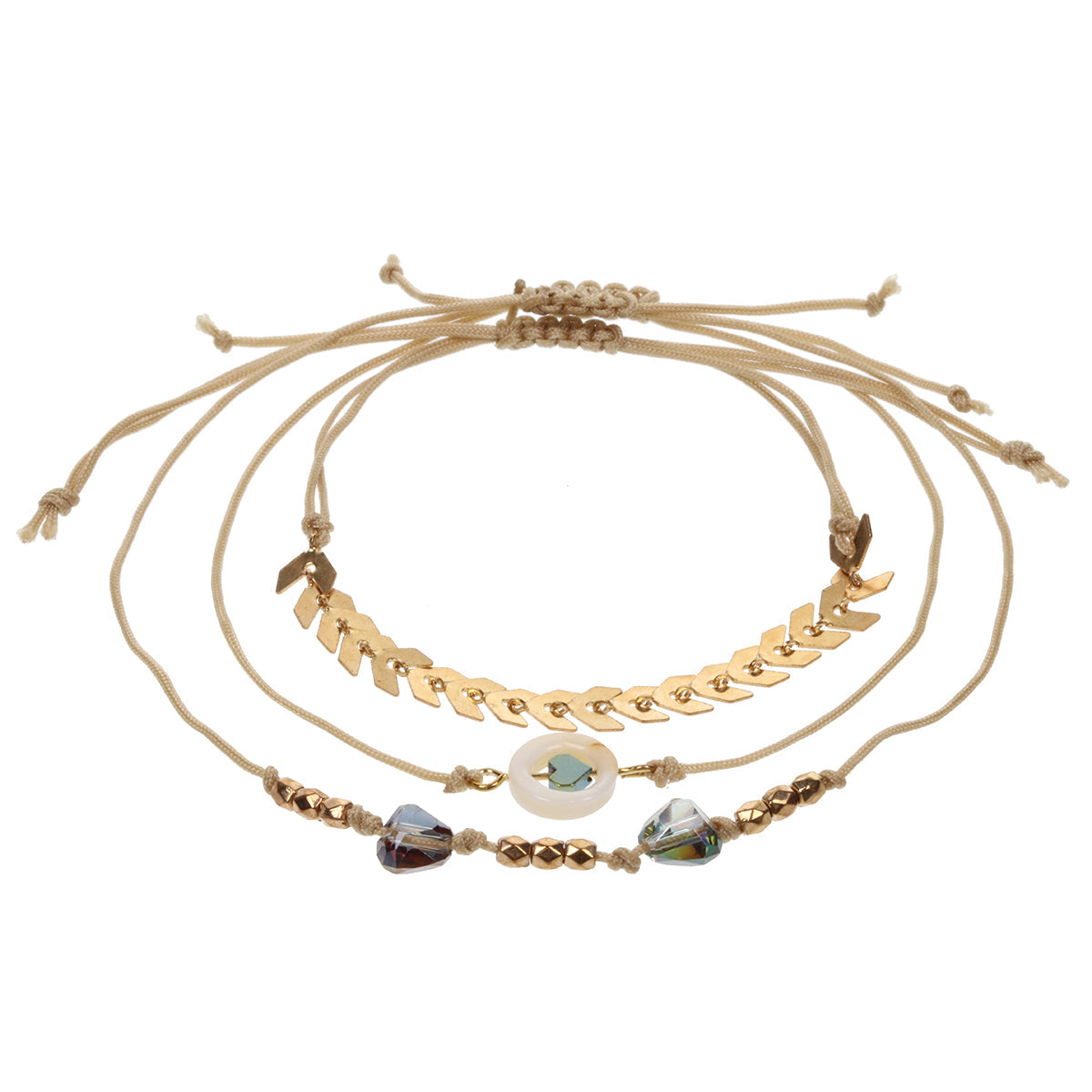 AL056 - Aloha Festival Multi Stack Bracelets - Gold And Blue
