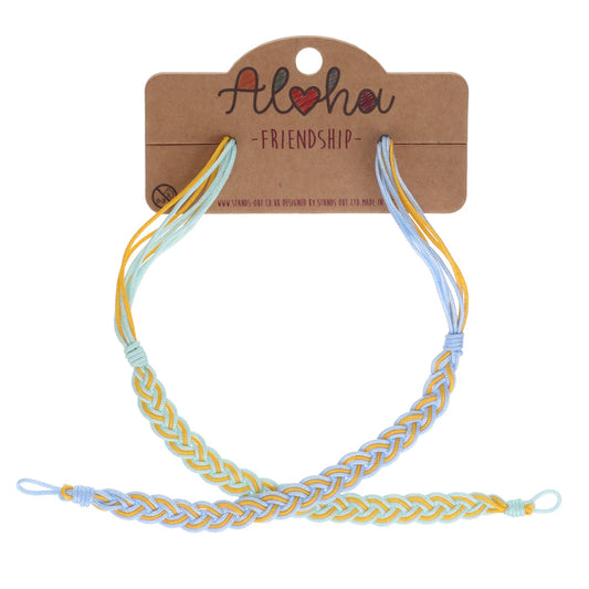 AL058 - Aloha Woven Friendship Bracelets - Blue And Gold Braids