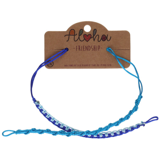 AL060 - Aloha Woven Friendship Bracelets - Blue Braids