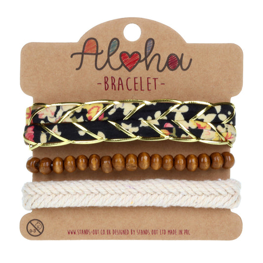 AL063 - Aloha Festival Multi Stack Bracelets - Chunky Flower Braid