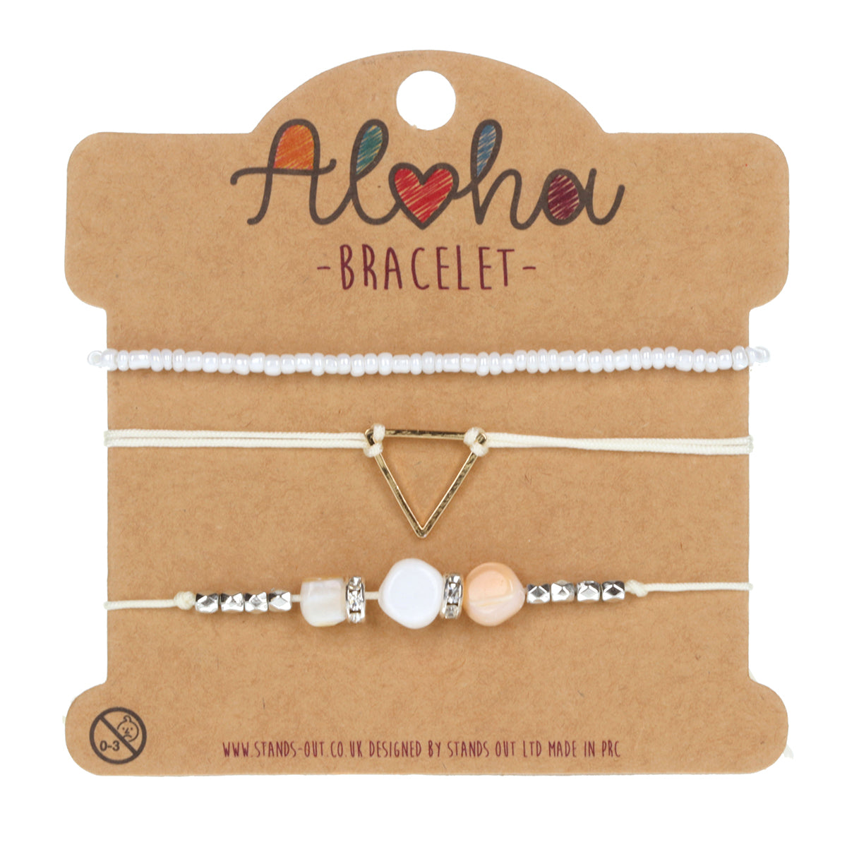 AL069 - Aloha Festival Multi Stack Bracelets - White/Silver And Pearl Charms