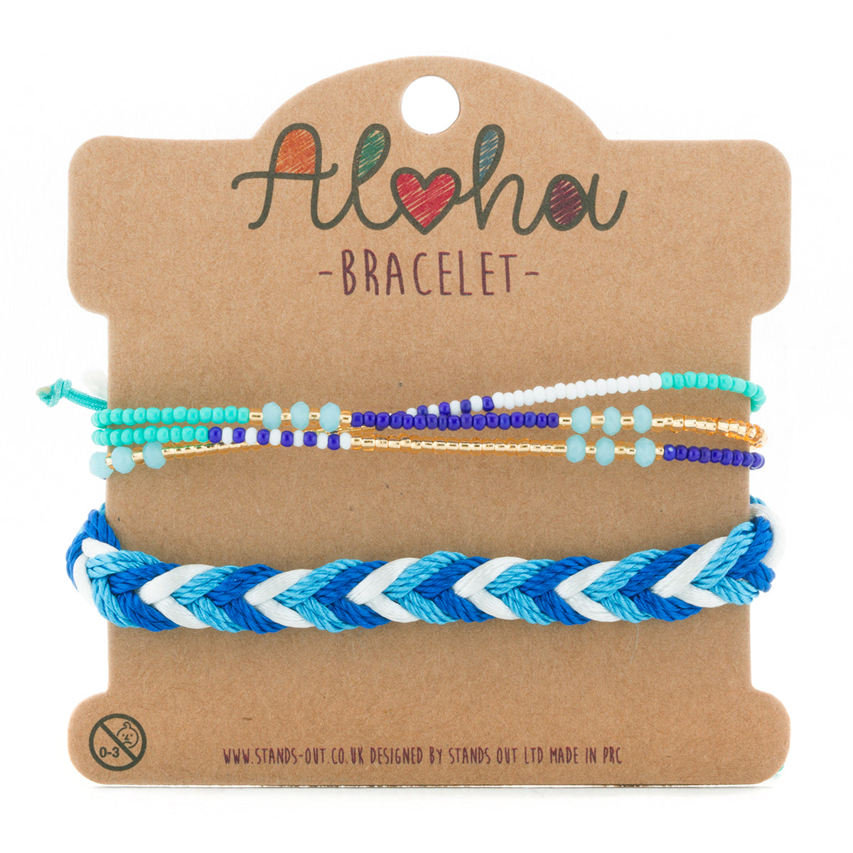 AL075 - Aloha Festival Multi Stack Bracelets - Aqua And Gold