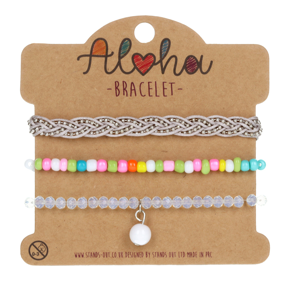 AL079 - Aloha Festival Multi Stack Bracelets - Multicoloured/White Charm