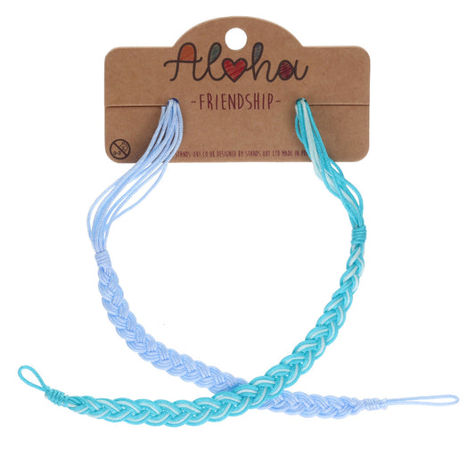AL088 - Aloha Woven Friendship Bracelets - Aqua And Sky Blue Braids