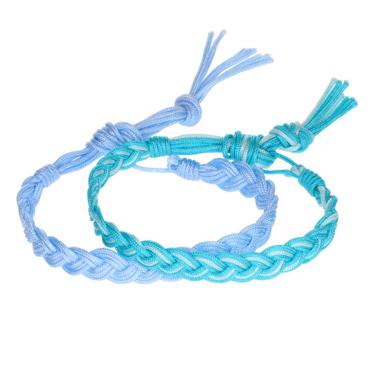 Aloha Woven Friendship Bracelets - Aqua And Sky Blue Braids