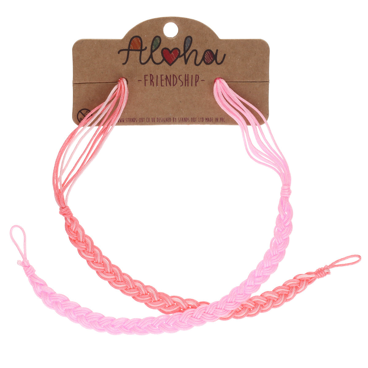 AL089 - Aloha Woven Friendship Bracelets - Baby Pink And Coral Braids