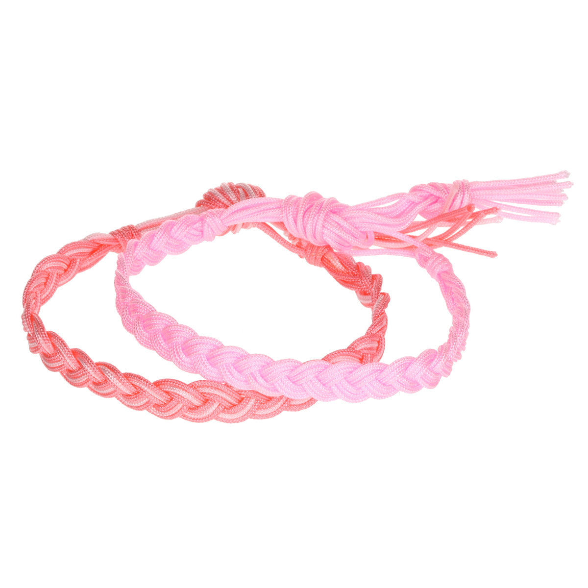 AL089 - Aloha Woven Friendship Bracelets - Baby Pink And Coral Braids