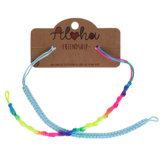 Aloha Woven Friendship Bracelets - Sky Blue And Multicoloured Braids