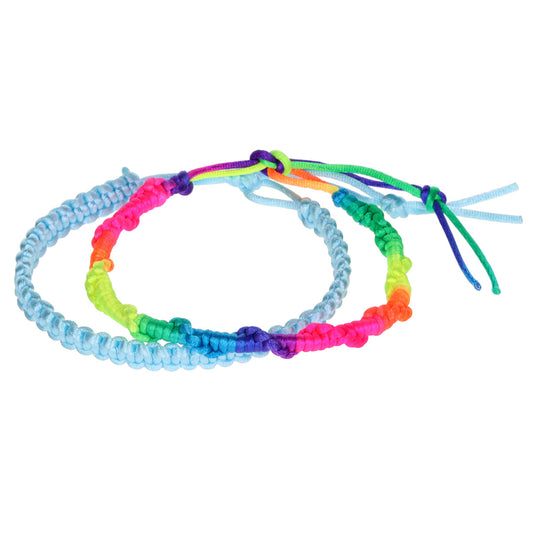 AL090 - Aloha Woven Friendship Bracelets - Sky Blue And Multicoloured Braids