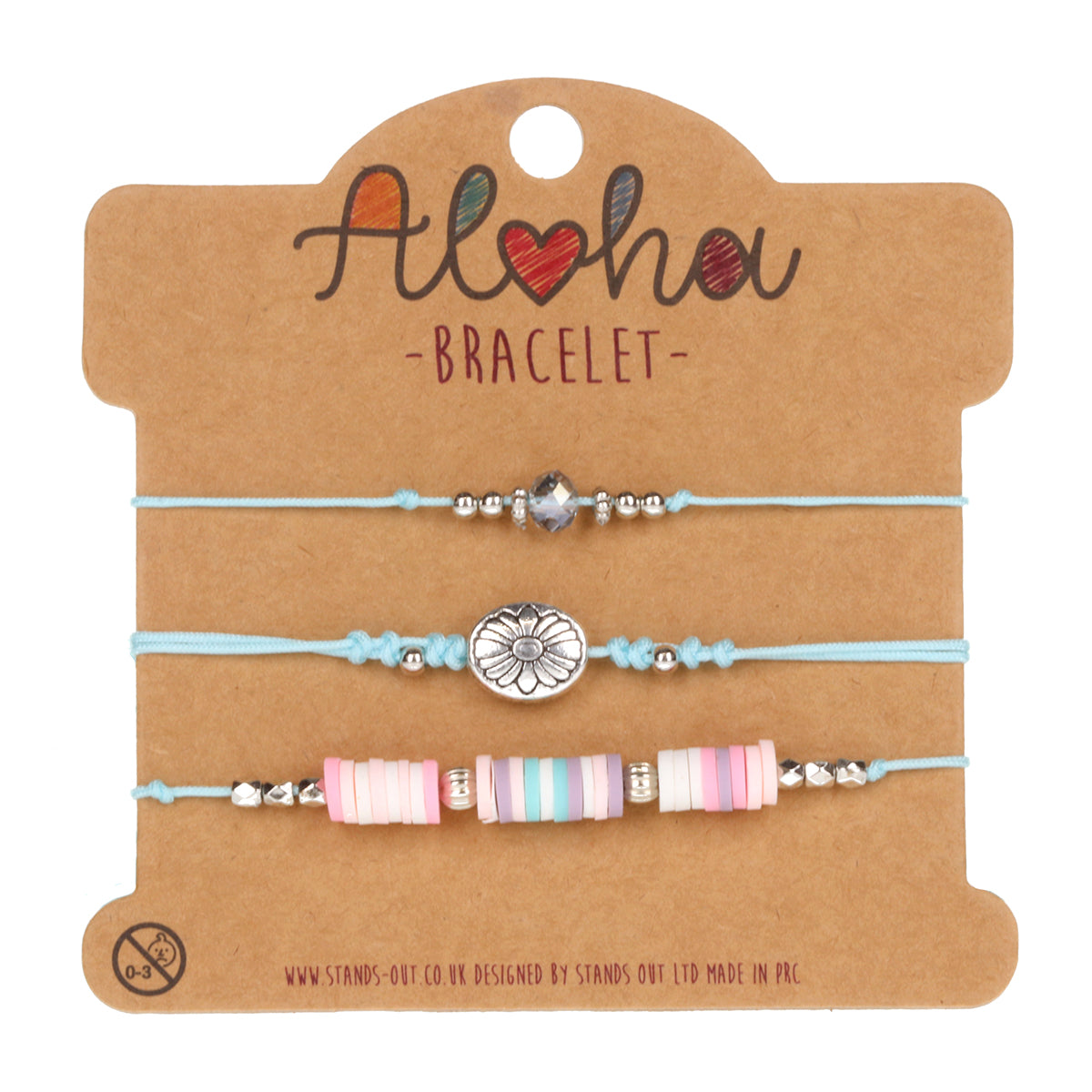 AL093 - Aloha Festival Multi Stack Bracelets - Pastel Coloured/Silver Flower Charm