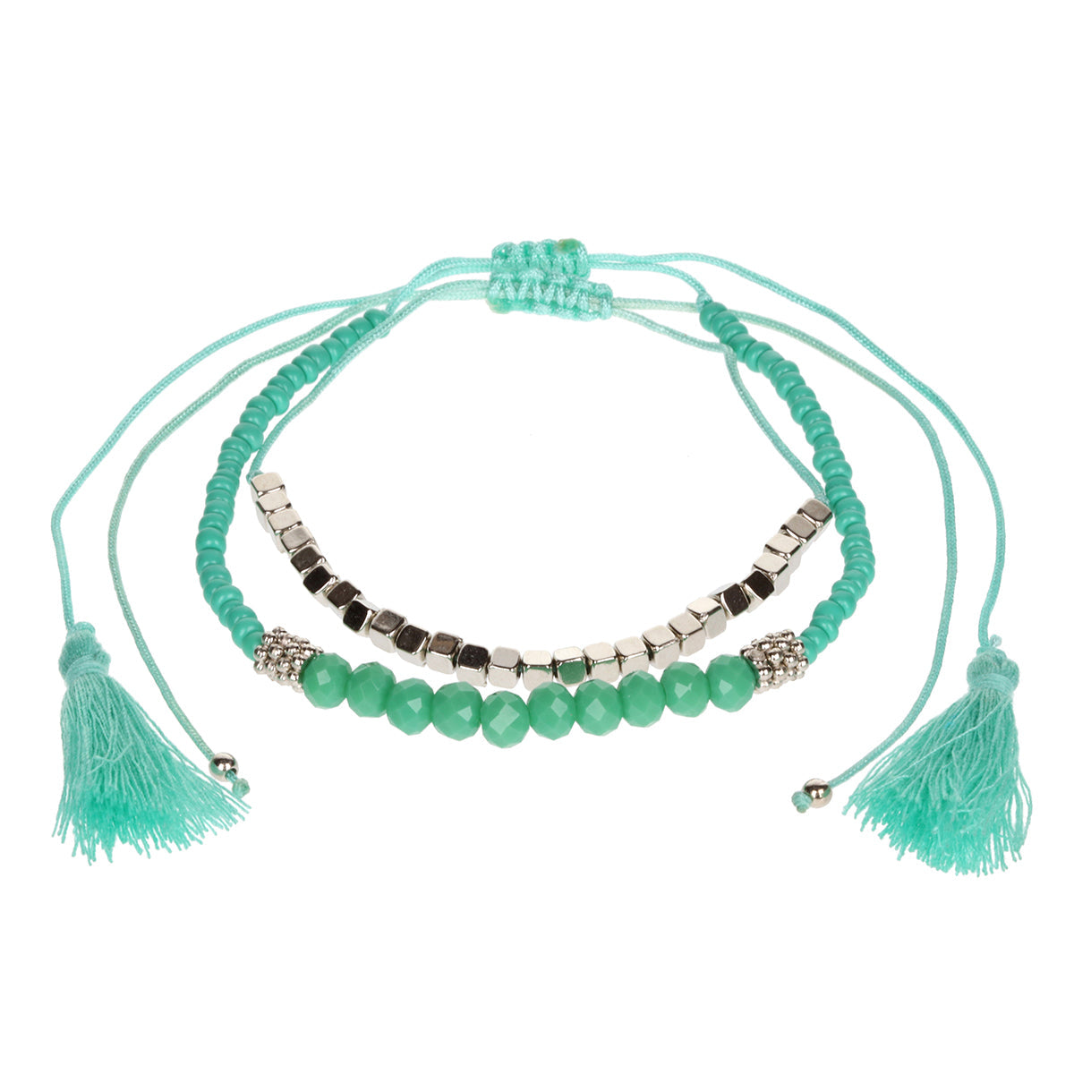 AL094 - Aloha Summer Anklet Bracelet - Turquoise And Silver