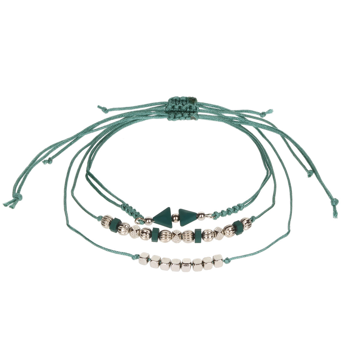 AL097 - Aloha Festival Multi Stack Bracelets - Teal And Gold