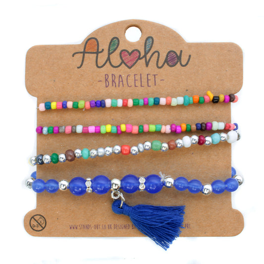 Aloha Festival Multi Stack Bracelets - Multicoloured And Teal