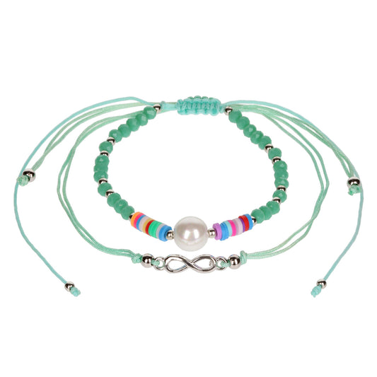 Aloha Summer Anklet Bracelet - Turquoise/Silver Infinity Charm
