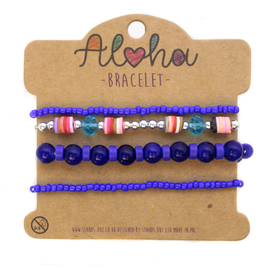 AL111 - Aloha Festival Multi Stack Bracelets - Multicoloured And Indigo