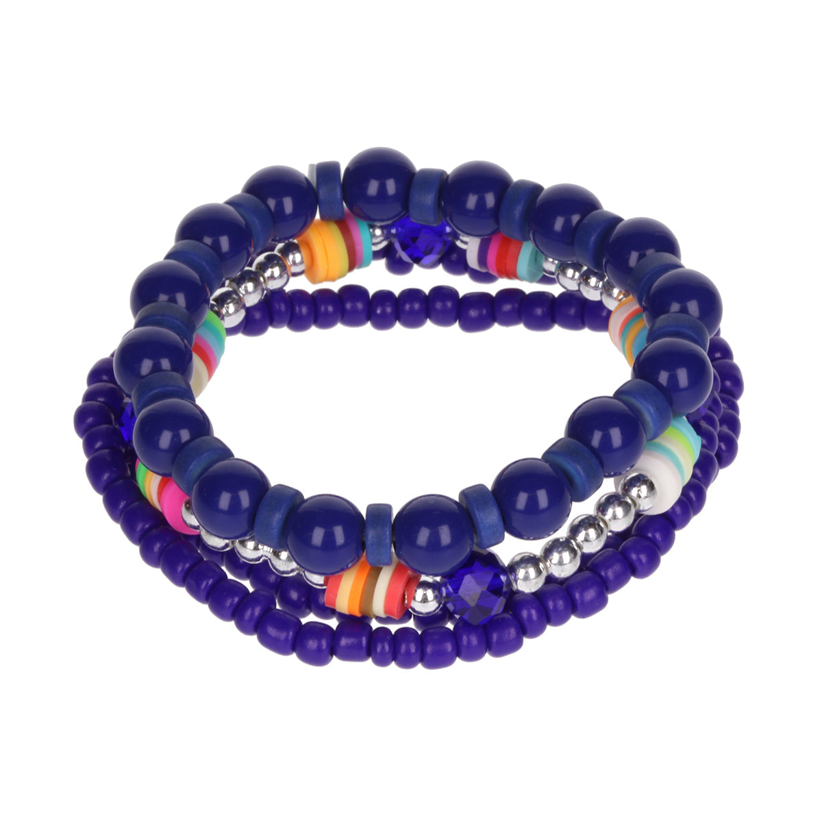 AL111 - Aloha Festival Multi Stack Bracelets - Multicoloured And Indigo