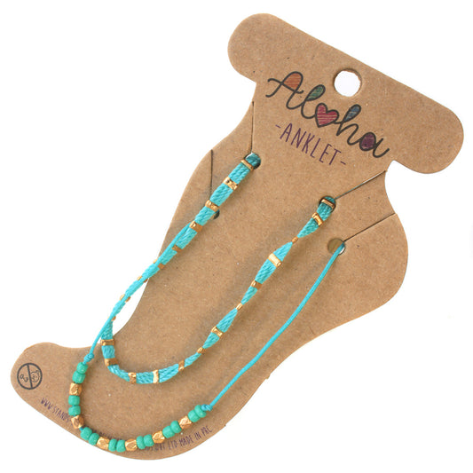 Aloha Summer Anklet Bracelet - Turquoise And Gold