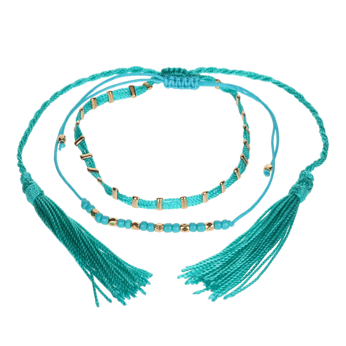 AL113 - Aloha Summer Anklet Bracelet - Turquoise And Gold