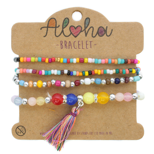 Aloha Festival Multi Stack Bracelets - Multicoloured/Tassel