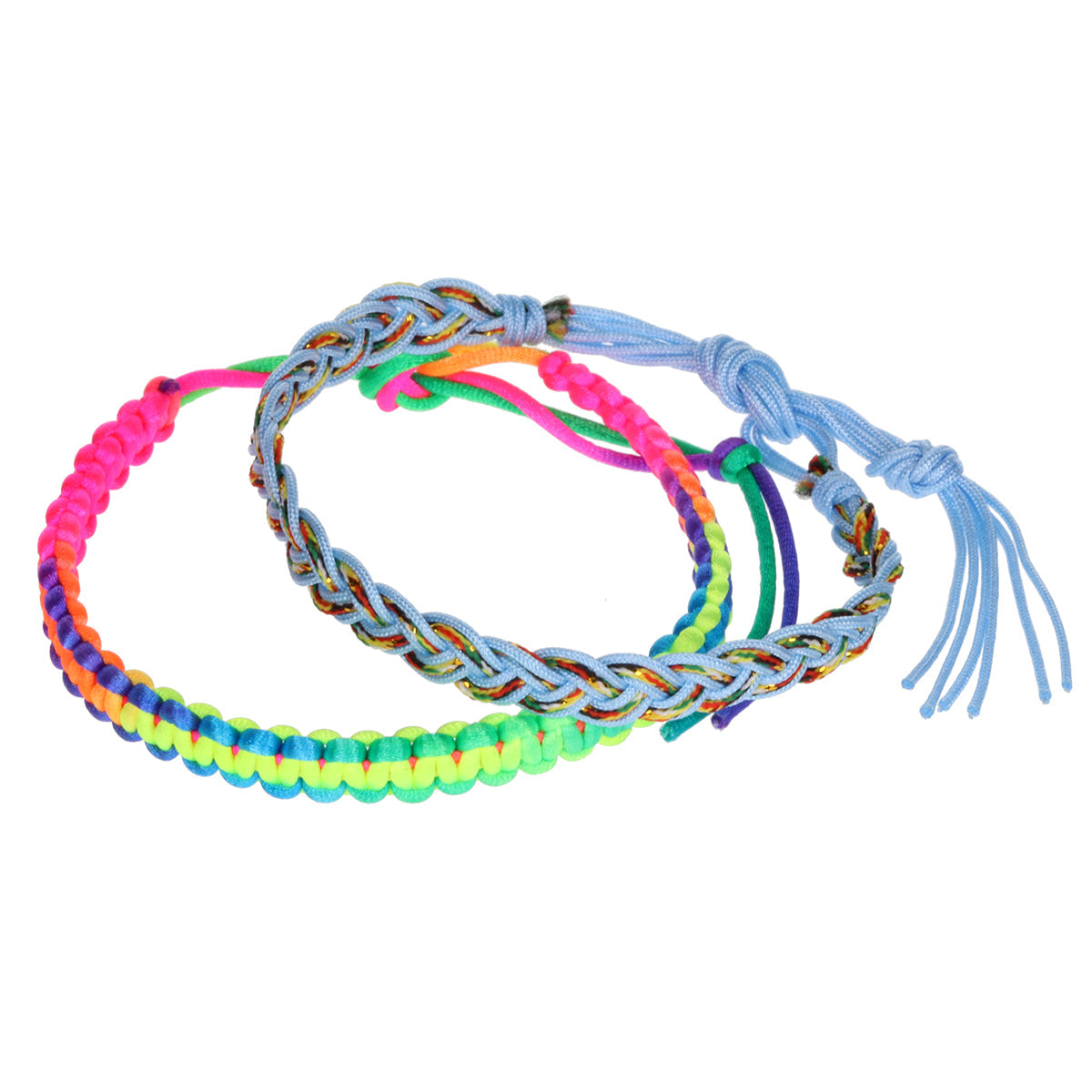 AL118 - Aloha Woven Friendship Bracelets - Blue And Gold/Multicoloured Braids