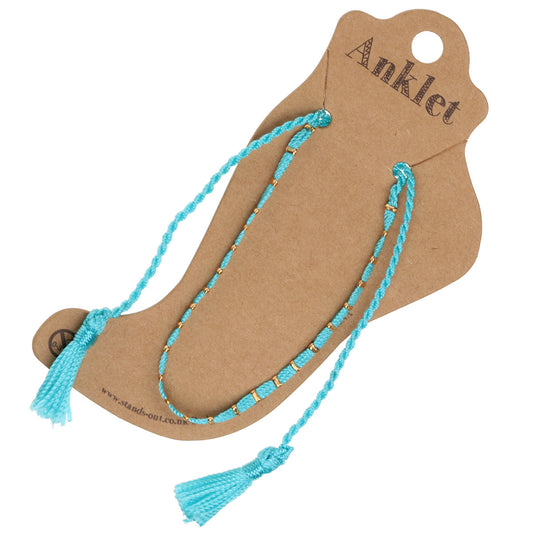 AN2 - Turquoise And Gold Anklet