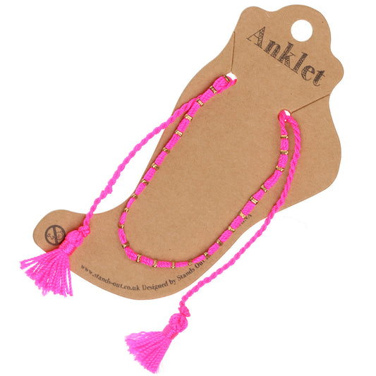 AN3 - Hot Pink And Gold Anklet