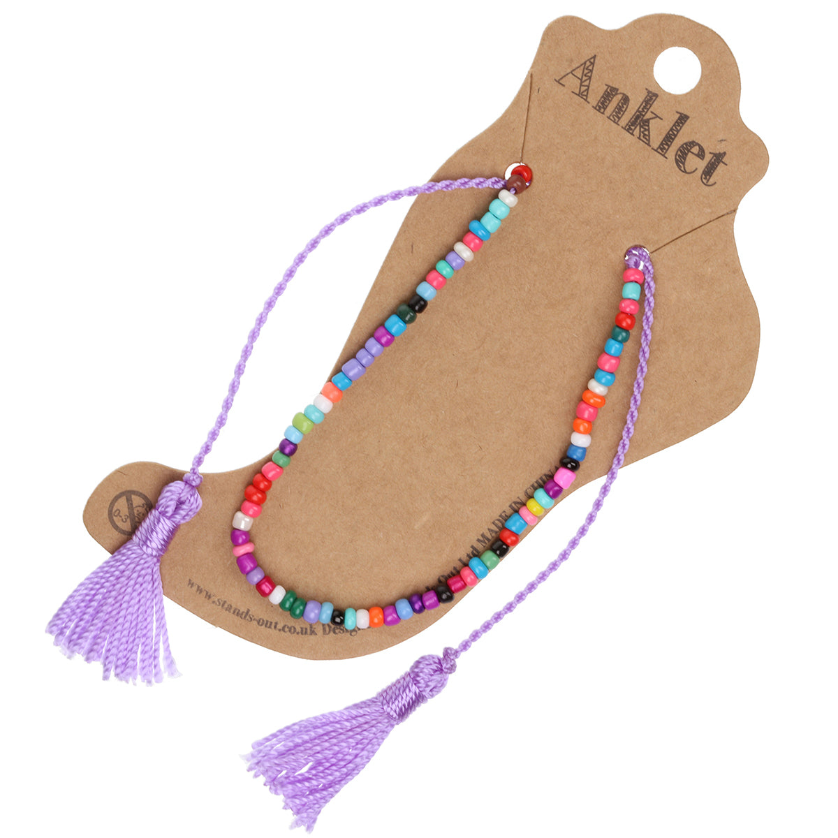 AN4 - Purple And Multicoloured Beaded Anklet