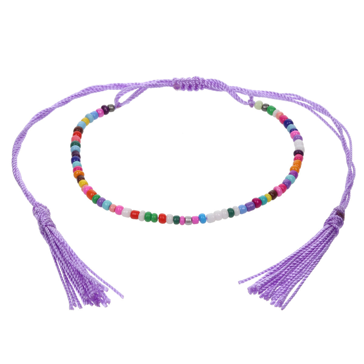 AN4 - Purple And Multicoloured Beaded Anklet
