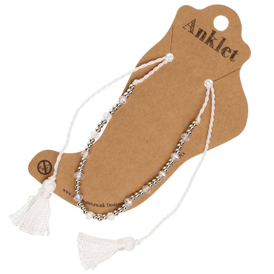 AN7 - White And Silver Anklet