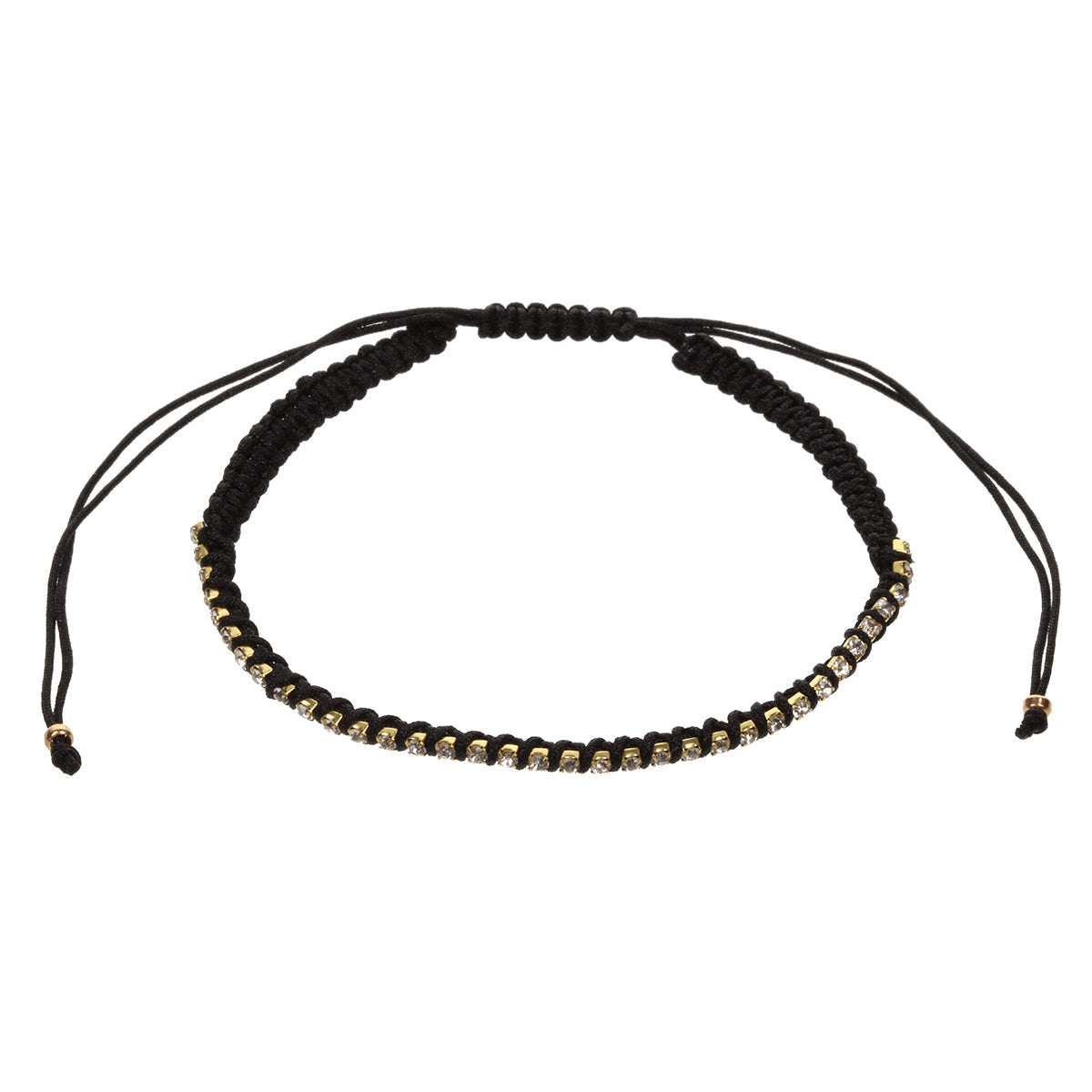 AN13 - Black Braided Anklet With Diamantes
