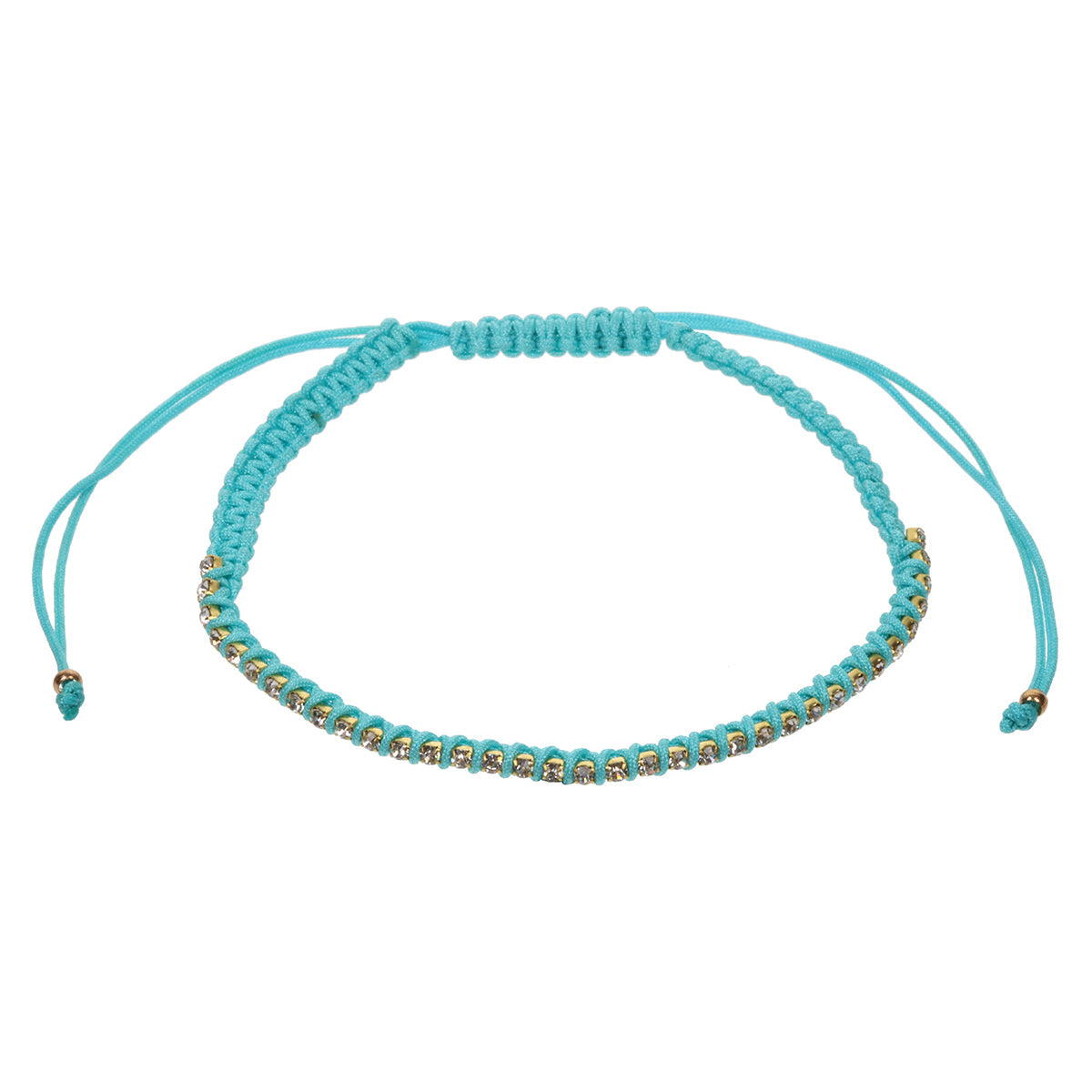 AN14 - Turquoise Braided Anklet With Diamantes