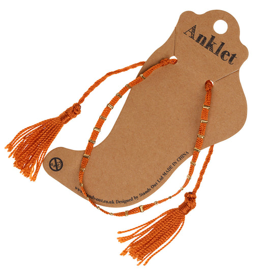 Bronze And Gold Anklet With Tassels