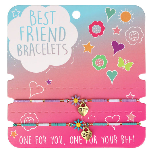 Best Friend Bracelets - Purple And Turquoise Flower