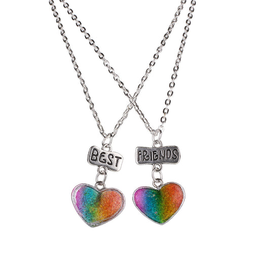 Best Friends Necklace - Rainbow Hearts