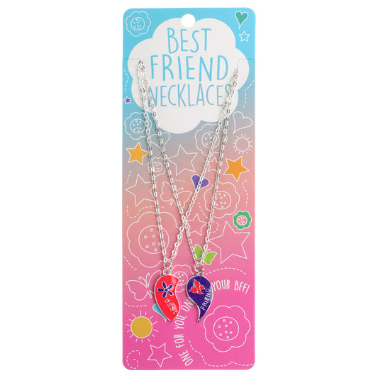 Best Friends Necklace - Split Heart (Butterfly & Flower)