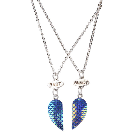 Best Friends Necklace - Mermaid Split Heart
