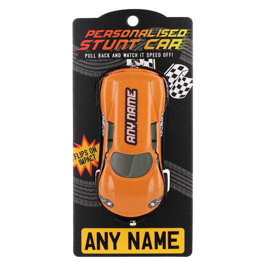 CA001 - Orange Personalised Stunt Car - Make Any Name