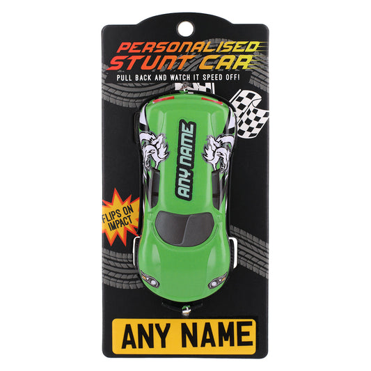 Green Personalised Stunt Car - Make Any Name