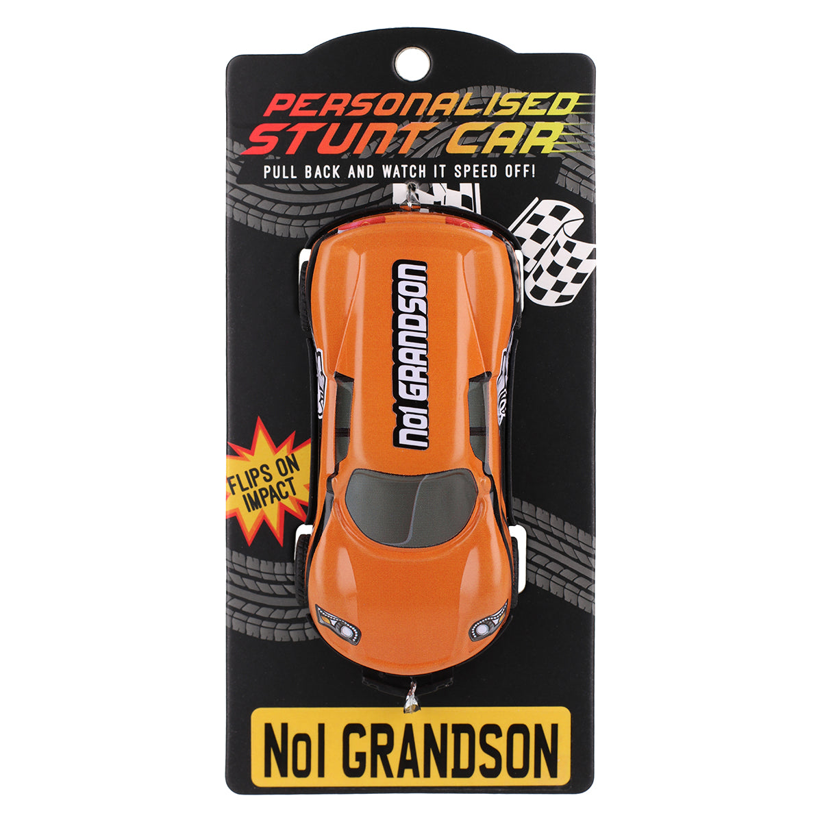 CA005 - Orange Personalised Stunt Car - No 1 Grandson
