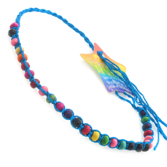 Blue Friendship Bracelet With Multicoloured Beads
