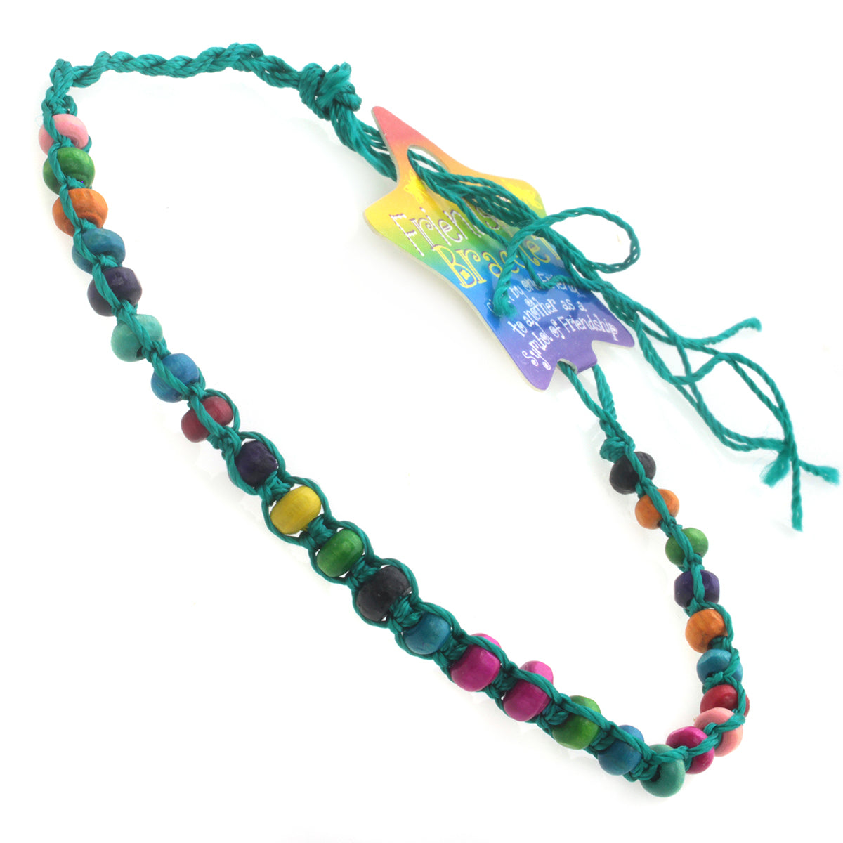 FB-A2 - Turquoise Beaded Friendship Bracelet With Multicoloured Beads
