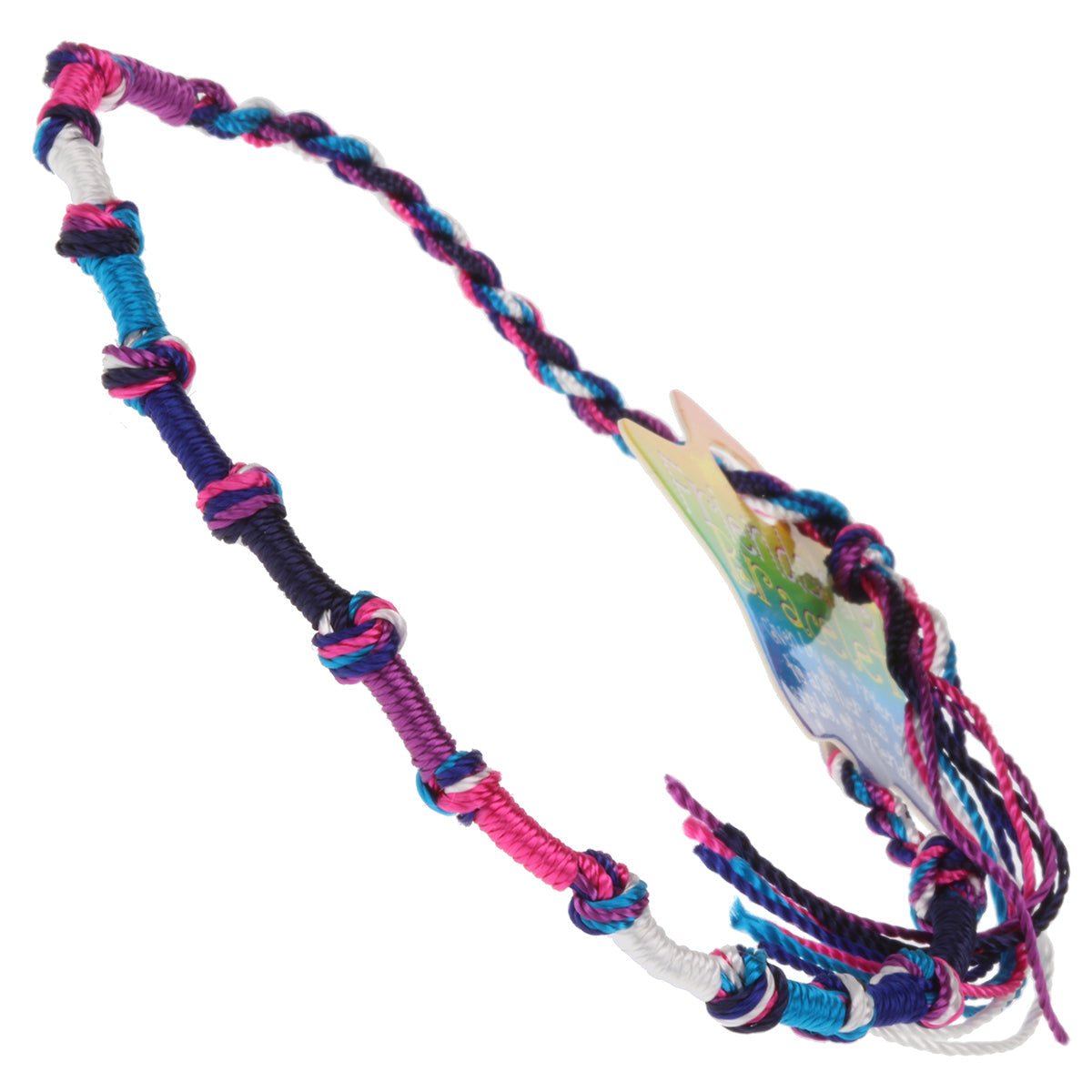 FB-B2 - Multicoloured Knotted Friendship Bracelet With Pink, Black And Purple Braids