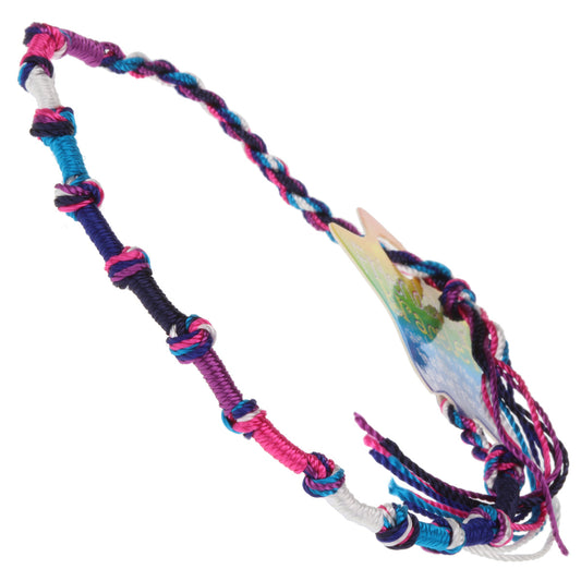 FB-B2 - Multicoloured Knotted Friendship Bracelet With Pink, Black And Purple Braids