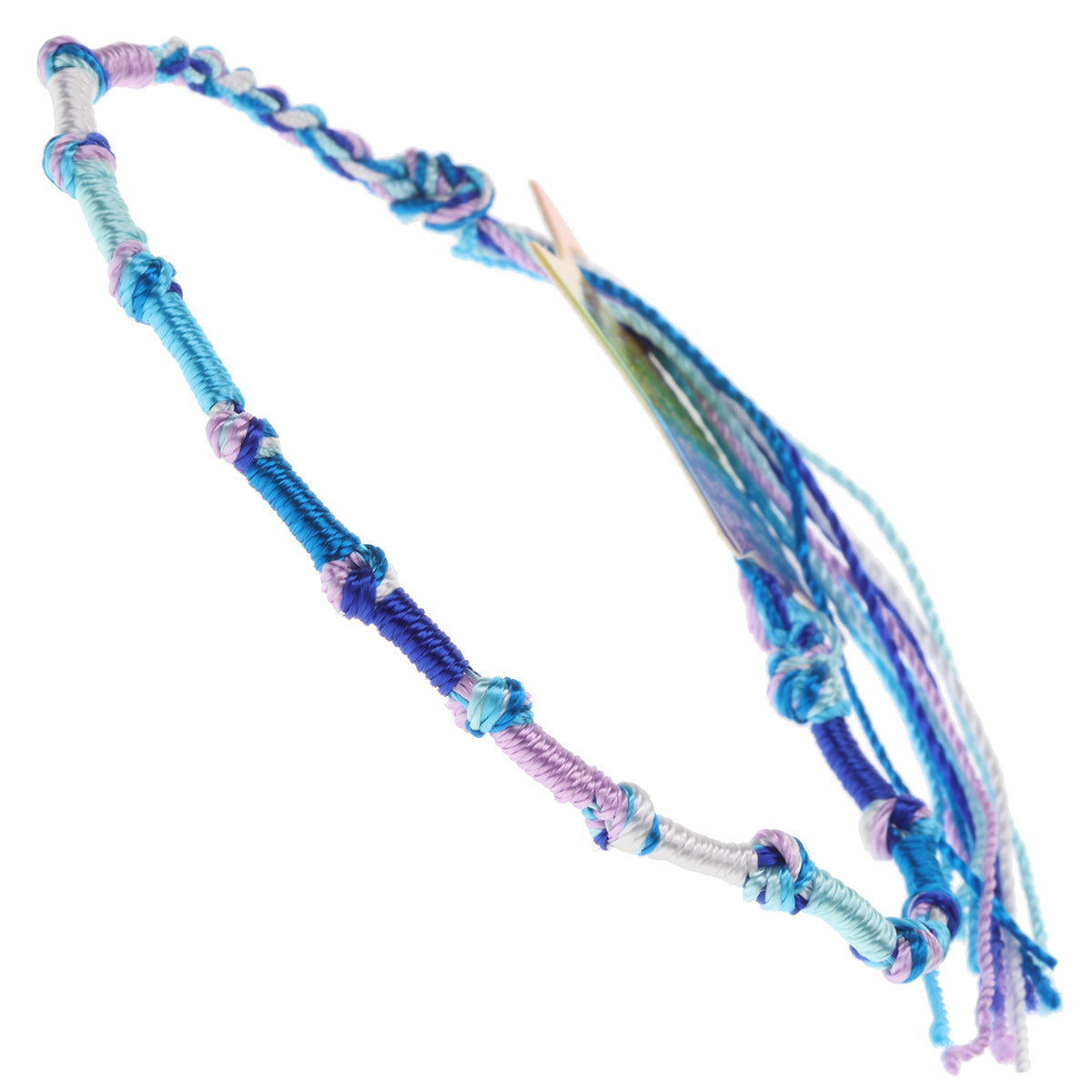 FB-B3 - Multicoloured Knotted Friendship Bracelet With Blue, Purple And White Braids