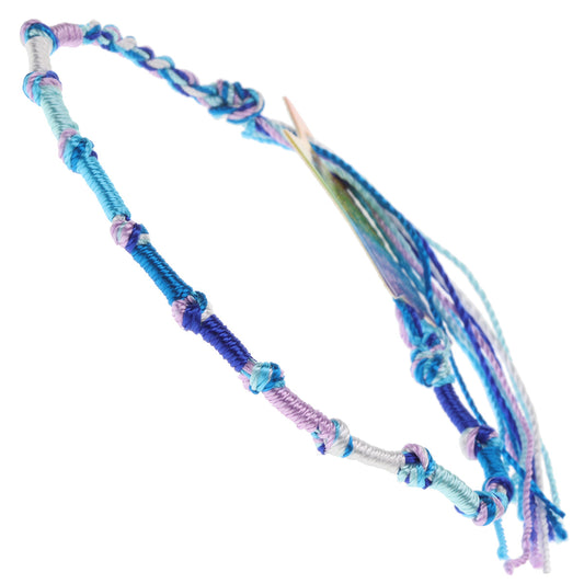 FB-B3 - Multicoloured Knotted Friendship Bracelet With Blue, Purple And White Braids