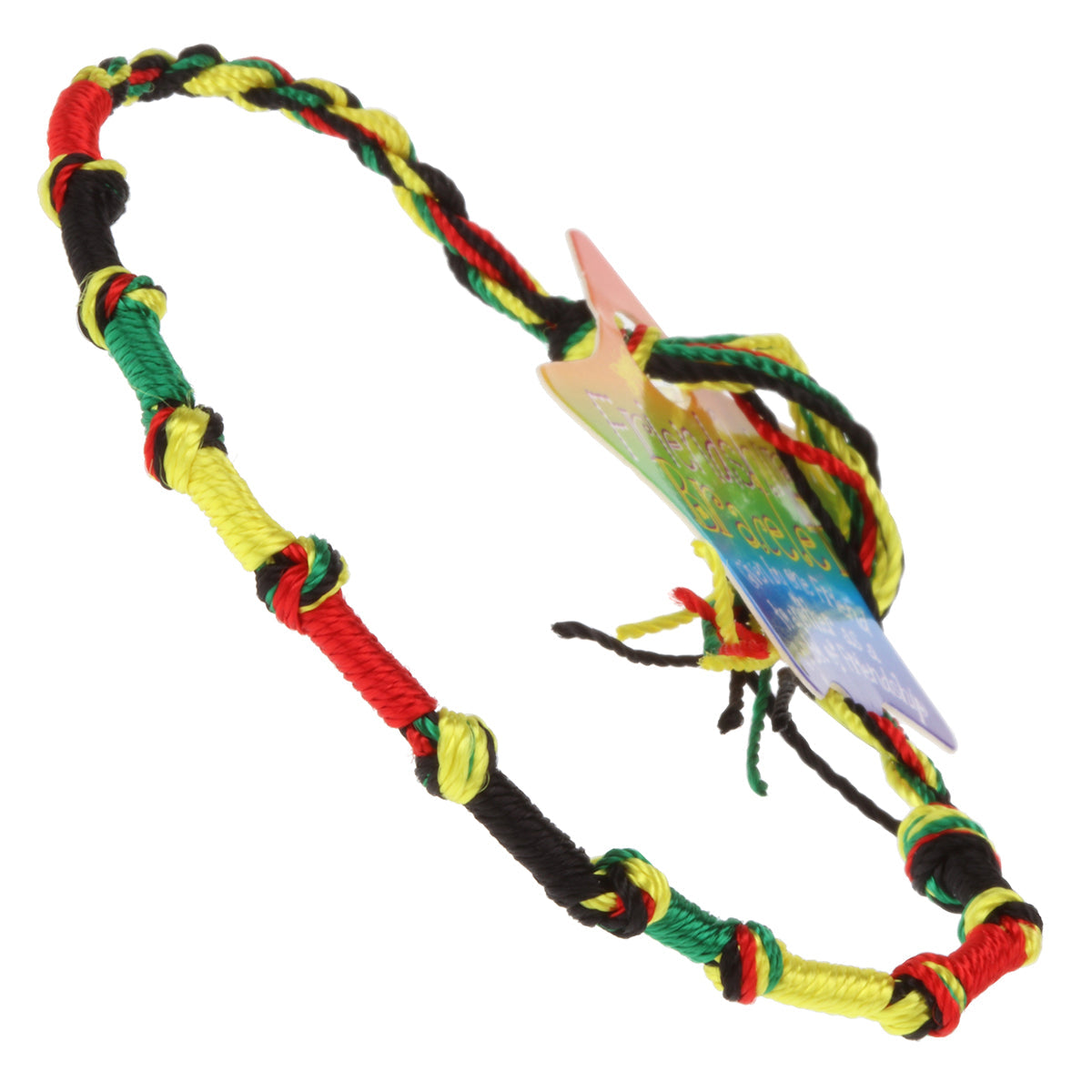 FB-B5 - Multicoloured Knotted Friendship Bracelet With Black, Yellow And Red Braids