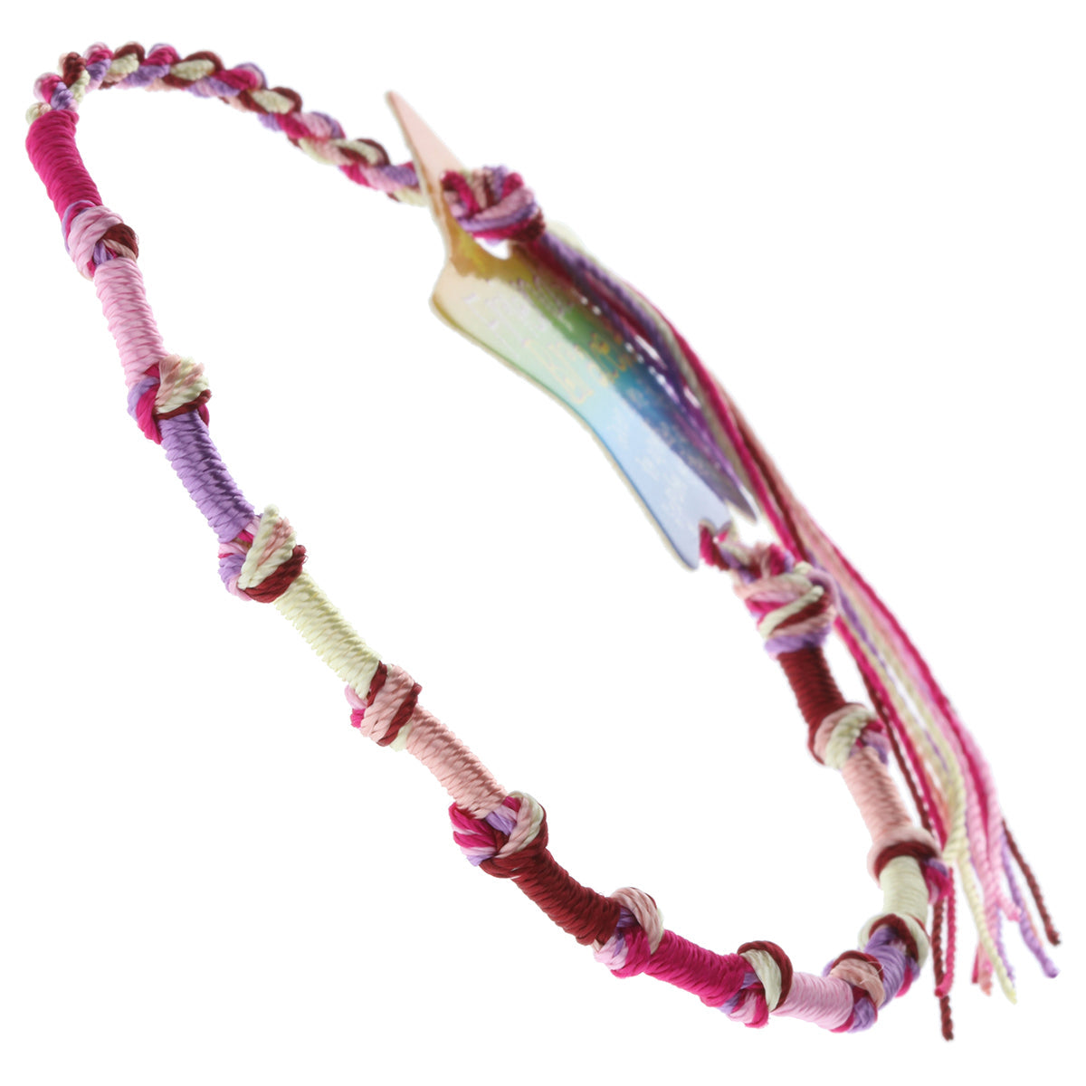 FB-B6 - Multicoloured Knotted Friendship Bracelet With Pink, Purple And Red Braids